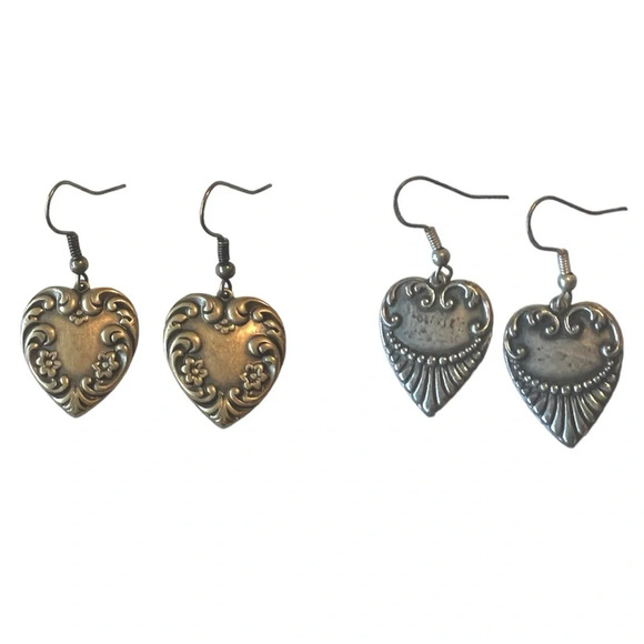 Heart Earrings Art Deco Art Nouveau Victorian Romantic Love Valentines Gift NWT - Picture 1 of 3